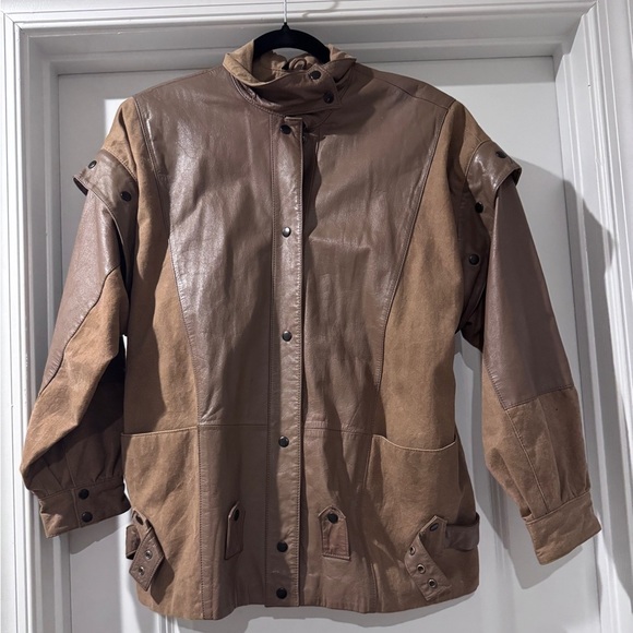 Vintage Avanti Leather Bomber Jacket & Convertible Vest w/ Removable Sleeves - Picture 5 of 10